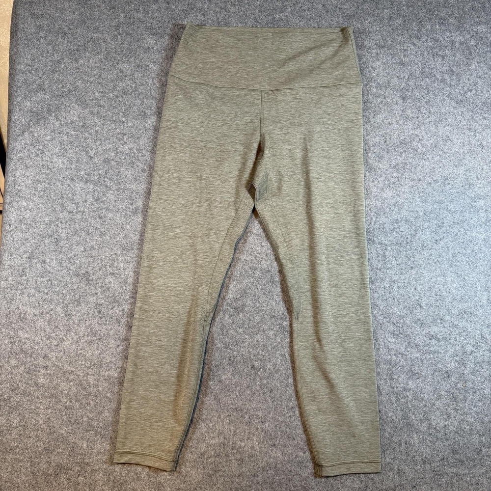 Lululemon Pants Womens 10 Green Heathered High Rise Ankle Yoga Leggings Stretch